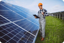 Technician fitting a solar panel